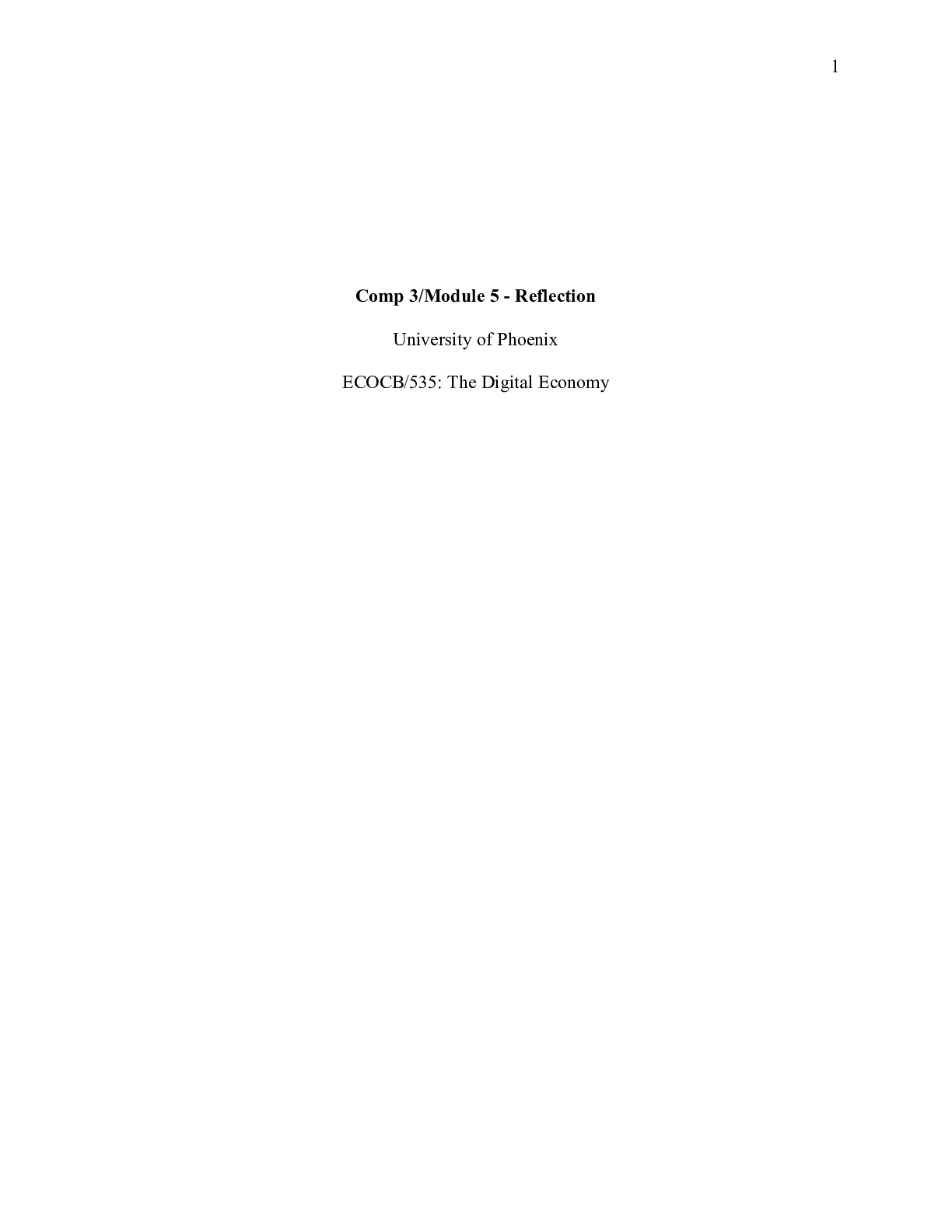 Preview image of ECOCB535_Comp3_Mod5_Reflection.doc    Comp 3/Module 5 - Reflection  University of Phoenix document